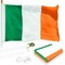 G128 Combo Pack: 5 Ft Tangle Free Aluminum Spinning Flagpole (White) & Ireland Irish Flag 2x3 Ft, LiteWeave Pro Series Printed 150D Polyester | Pole with Flag Included